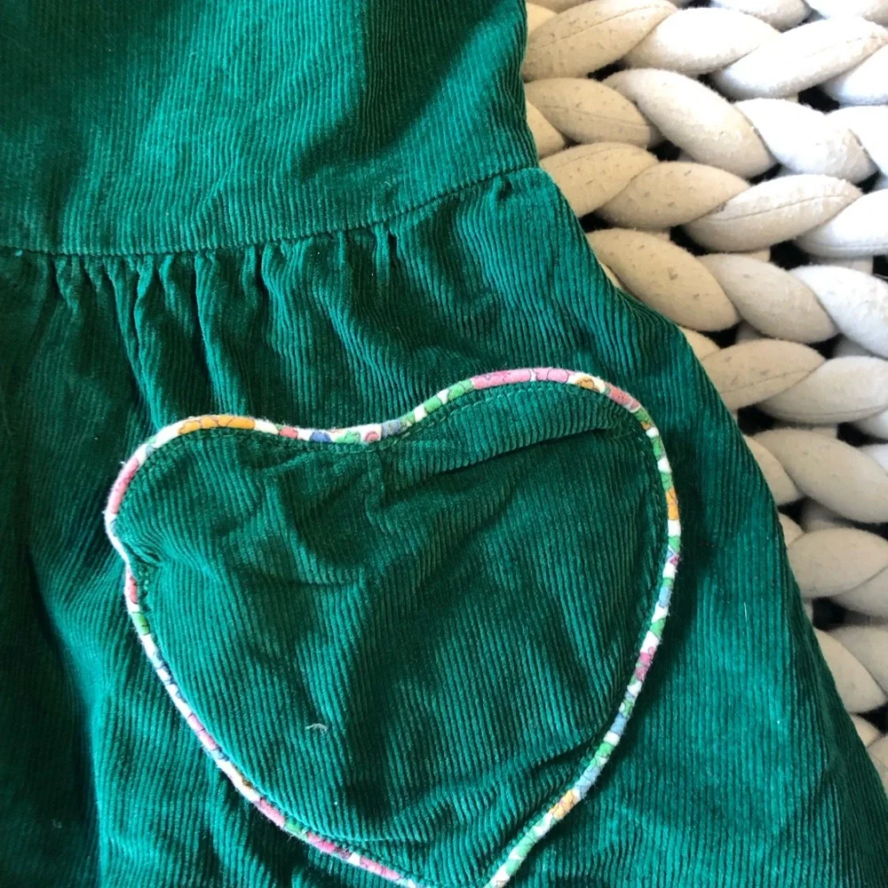 Mini Boden Green Girls' Heart Pocket Corduroy Dress - Picture 3 of 5